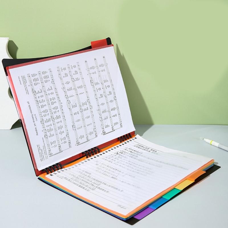 6 Pockets Expandable Document Folder Letter Size File Organiser with Removable Pages Colorful Numbered Label Window