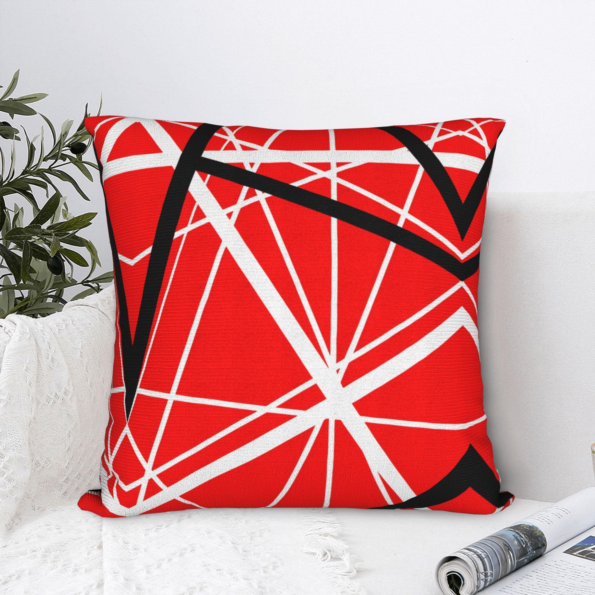 Annier Unisex Red/Black/White Van Halen Abstract With And Lines Pillow Case Comfy Pillow Cover Retro Trendy Cushion Cover For Sofa Home Decor