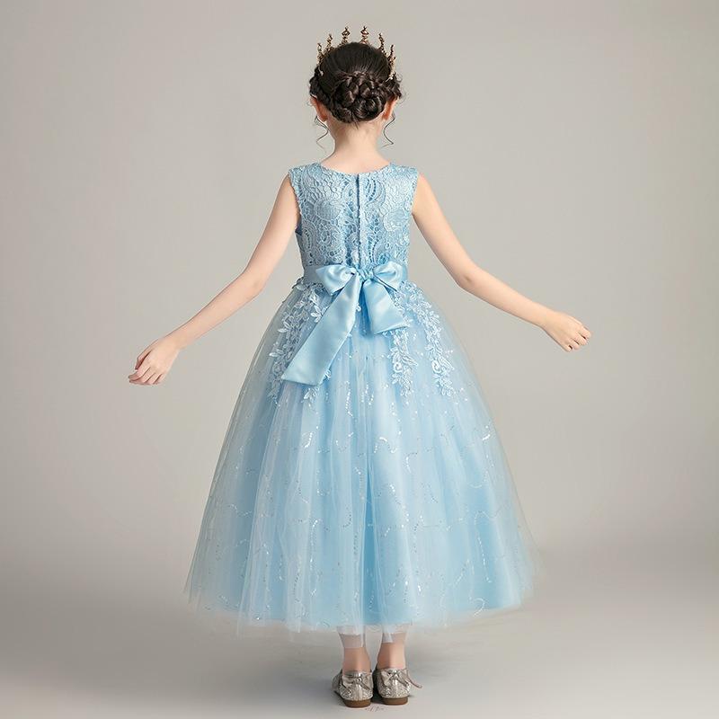 Girls Princess Puffy Lace Flower Girl Party Performance Dress