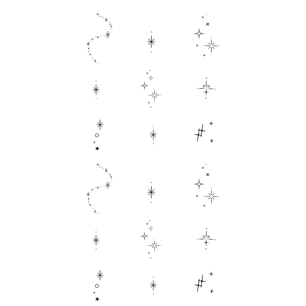 Sticker Tatuaggio Adesivo Lunga Striscia Totem Linea Dita Multi-Immagine Fiore Semplice Liscio Sole Luna Stella Schiena Vita Colonna Vertebrale