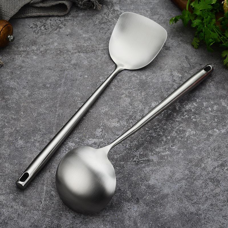 304 Stainless Steel Kitchenware Set: Spatula, Soup Spoon, Stirring Spatula, Slotted Spoon, Mushroom Spatula, Frying Spatula.
