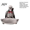 Halloween Party Supplies Skeleton Decorative Tray, Gothic Storage Tray with Black Cape Red Desktop Jewelry Organizer Bow, Multifunctional for