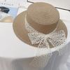 Women's Summer Beach Photo-Ready Straw Lace Hat Vacation Style Fisherman Hat Beach Wide Brim Sun Protection Hat Straw Material with Lace Details