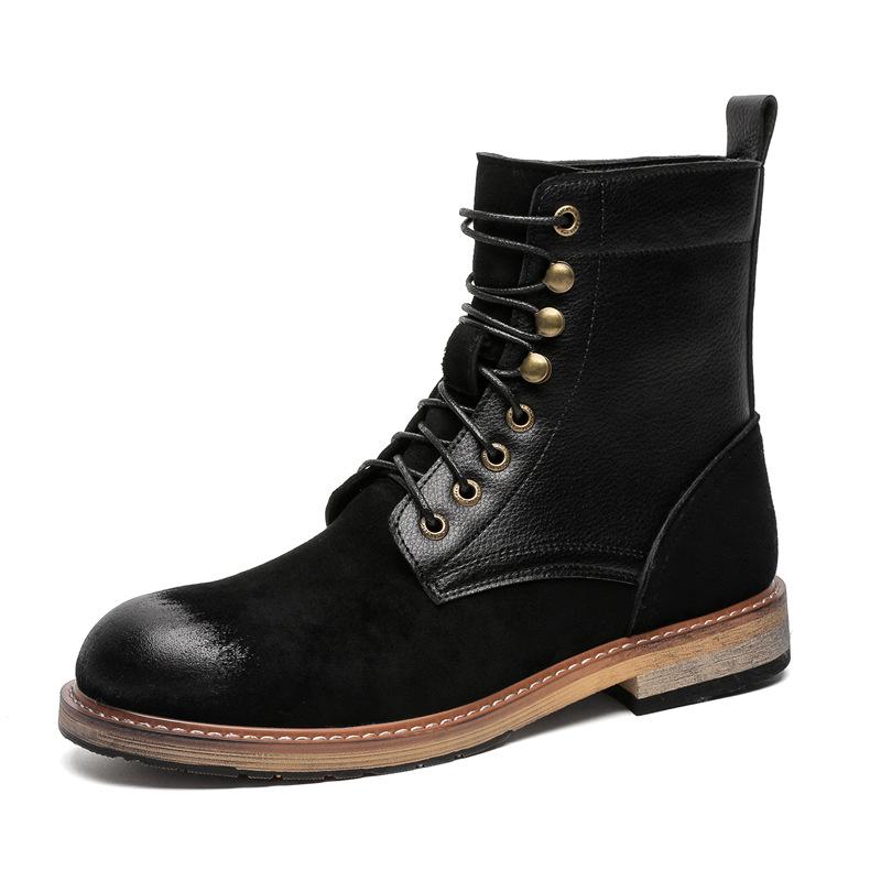 2024 men's new high-top Martin boots lace-up fashion versatile trend British retro tooling boots 24917-J