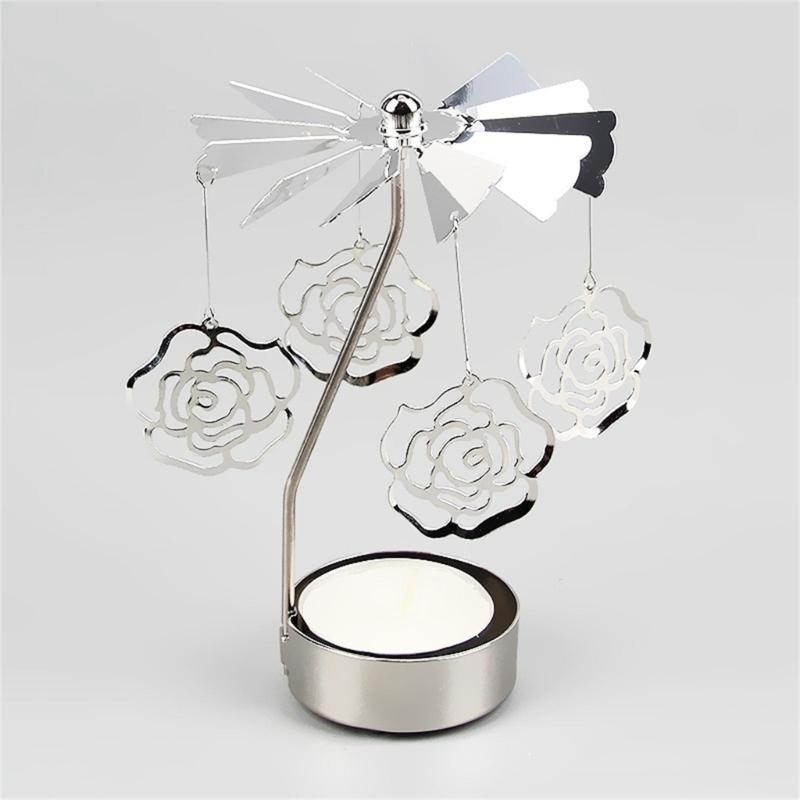 Metal Creative Candle Holder Rotating Candlestick Gift for Women Wife Children