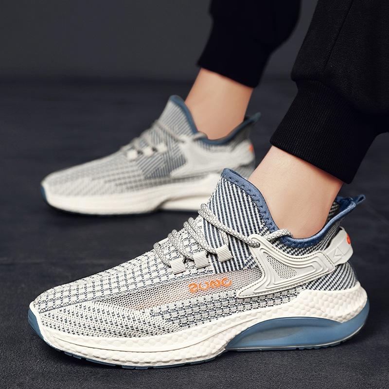 

Manufacturer men s shoes new spring fly-woven mesh breathable shoes men s casual sports shoes popcorn bottom 44 хакі