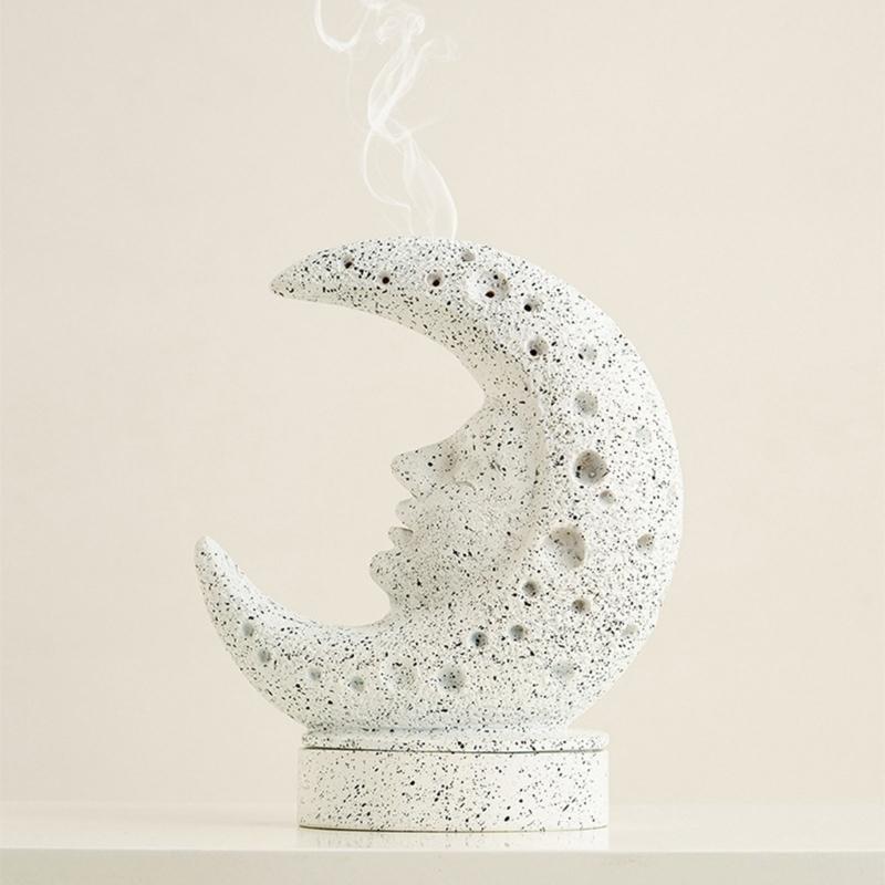 Moon Themed Resin Aromatherapies Burners Middle Eastern Dust Resistant Ashes Catcher Decorative Piece for Living Space