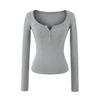 Women's Autumn Spicy Girl Square Neck Faux Cashmere Long Sleeve Top