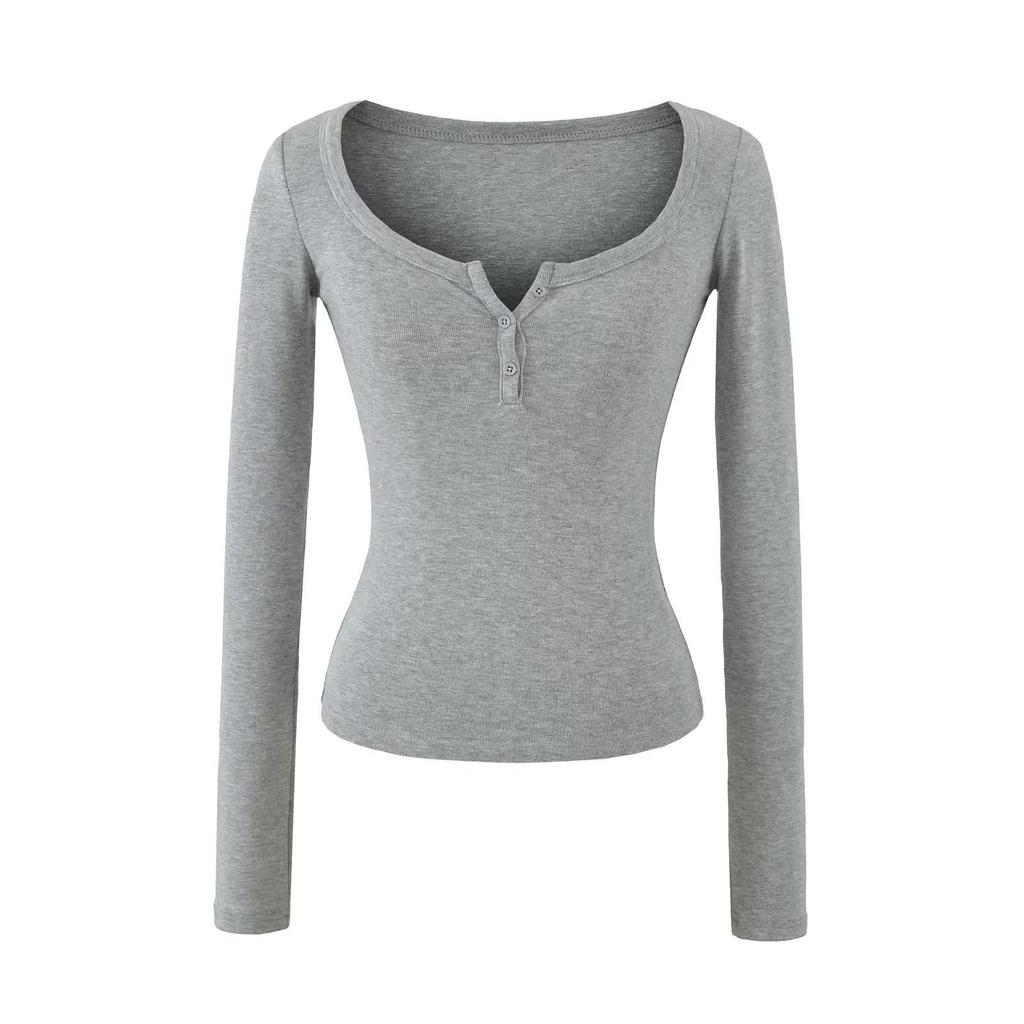 Women's Autumn Spicy Girl Square Neck Faux Cashmere Long Sleeve Top