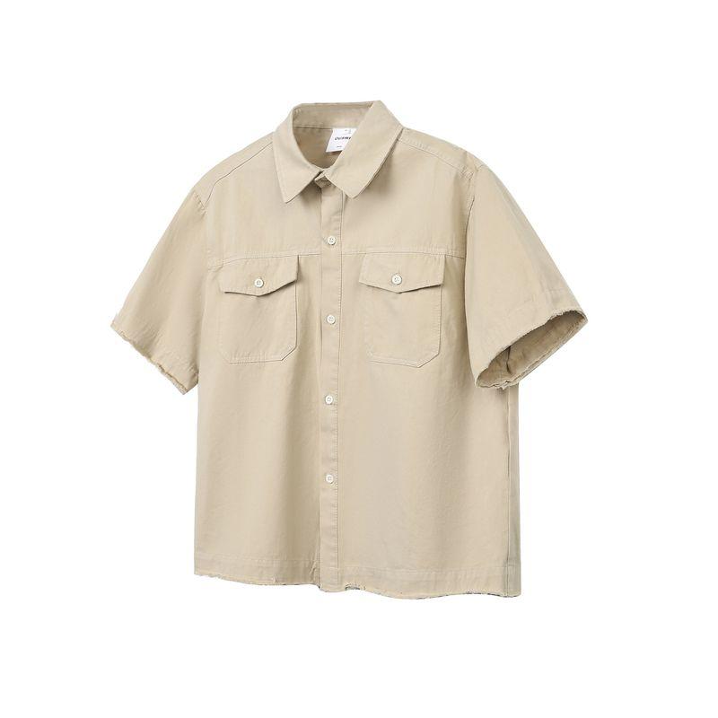 Kisko American Retro Style Boxy Workwear Short-Sleeved Shirt for Men and Women Vintage Loose Casual Outdoor Shirt