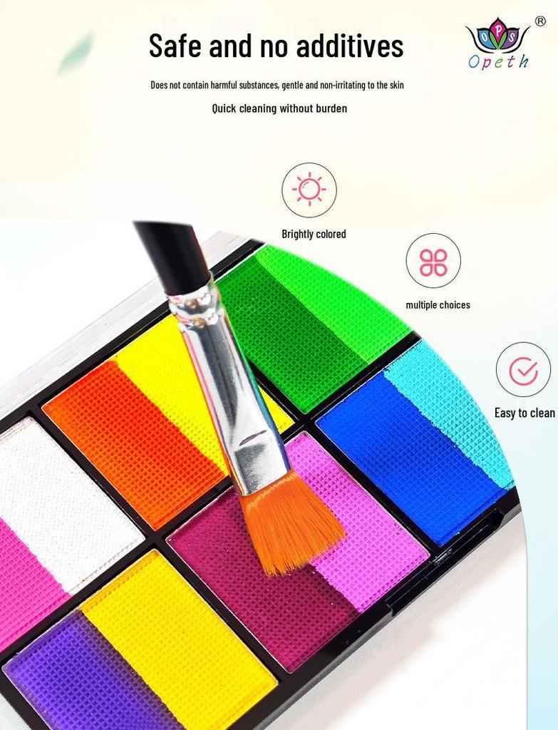 8-Color Water-Based Face and Body Paint Palette for Halloween and Stage Makeup