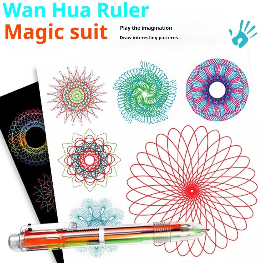 Riglă magică pentru flori, șablon de desen pentru copii, riglă pentru inteligență, papetărie cu hârtie de zgâriat, riglă pentru flori, varietate