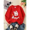 European sizes Crewneck Sweatshirt for Kids Featuring an Adorable Bunny with a  Bunny And Flowers. Perfect for Sports And Casual Outings