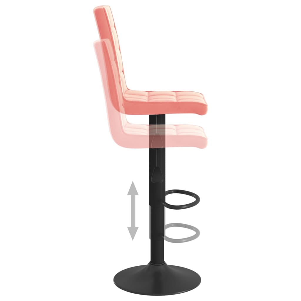 Bar Stool Set of 2 Pink Velvet