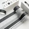 6Rolls Gridded Decorative Tape Scrapbooking Decorative Tape for Journaling Notebook Planner Wrapping 5Meter Per Roll