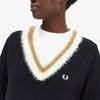 Fred Perry [Womens] Textured Trim V-Neck Knit Dress - Black Afpf2438166-102