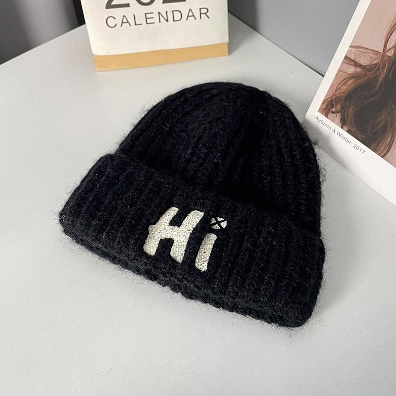 Korean Style All match Knitted Hat Warm Ear Protection Pullover Hat for Women Autumn and Winter Personalized Cold Hat Thickened Plush Hat Small Face