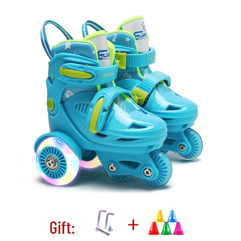 Custom Kids' Beginner Inline Roller Skates with Flashing Double Row Wheels