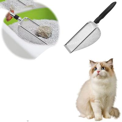 Amaping Katzenstreu, Stabile Katzenstreu-Schaufel für die Ecke, Schaufel mit Edelstahl-Gitter für Katzenstreu und Hundekot, Leicht zu reinigende Sandabfälle, Strandschaufel
