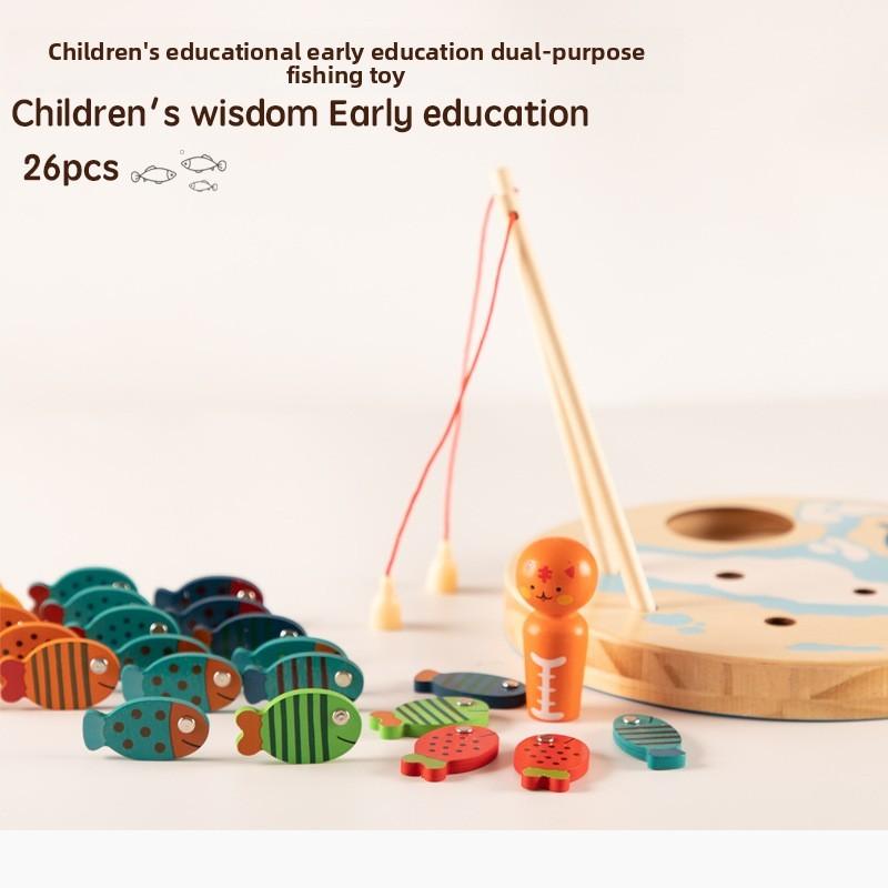 Wooden Fishing Puzzle For Children With Multicolor Design For Developmental Fun
