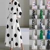 New Fashion Long Sleeve V-Neck Printed Dress Women's Clothing