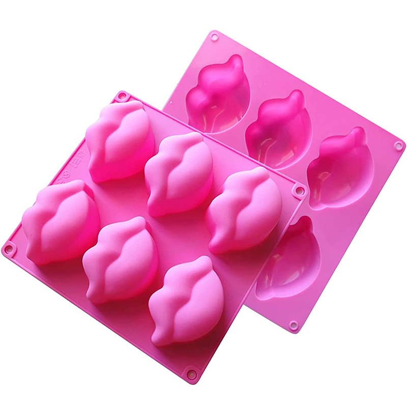 WTEMPO 3PCS 6 Cavities DIY Lip Shape Chocolate Fondant Mold 3D Three-dimensional Pudding Mousse Cake Baking Mold Creative Glue Crafts Mold