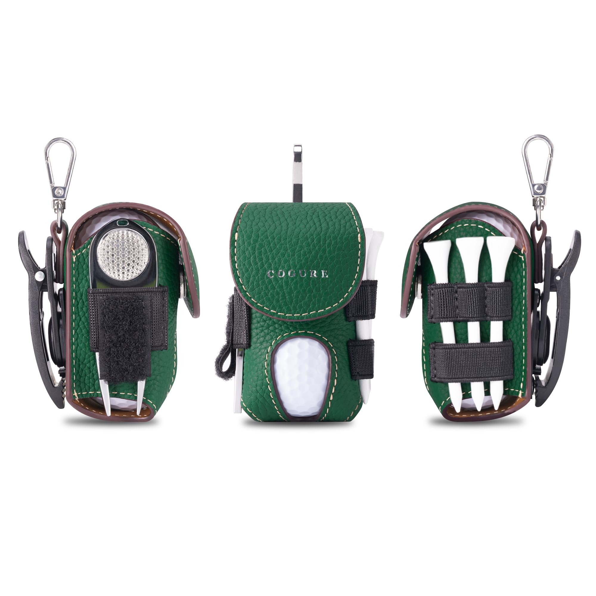 

COGURE Golf Ball Genuine for Men and Holds 2 Tee Green Glove Rotating Gift Box Right Hip Green CopGBC-R Case, Leather, Women, Balls, Storage, Fork, зелёный