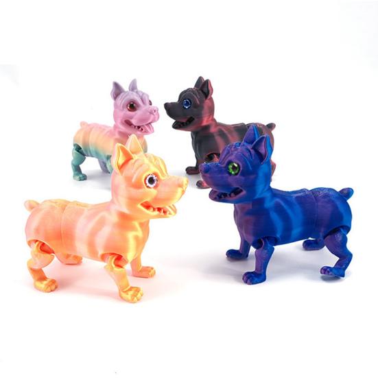 Figurka Psa Drukowana w 3D Ruchome Stawy Symulacja Figurka Pitbulla Artykułowany Model Zwierzęcy Zabawka Dom