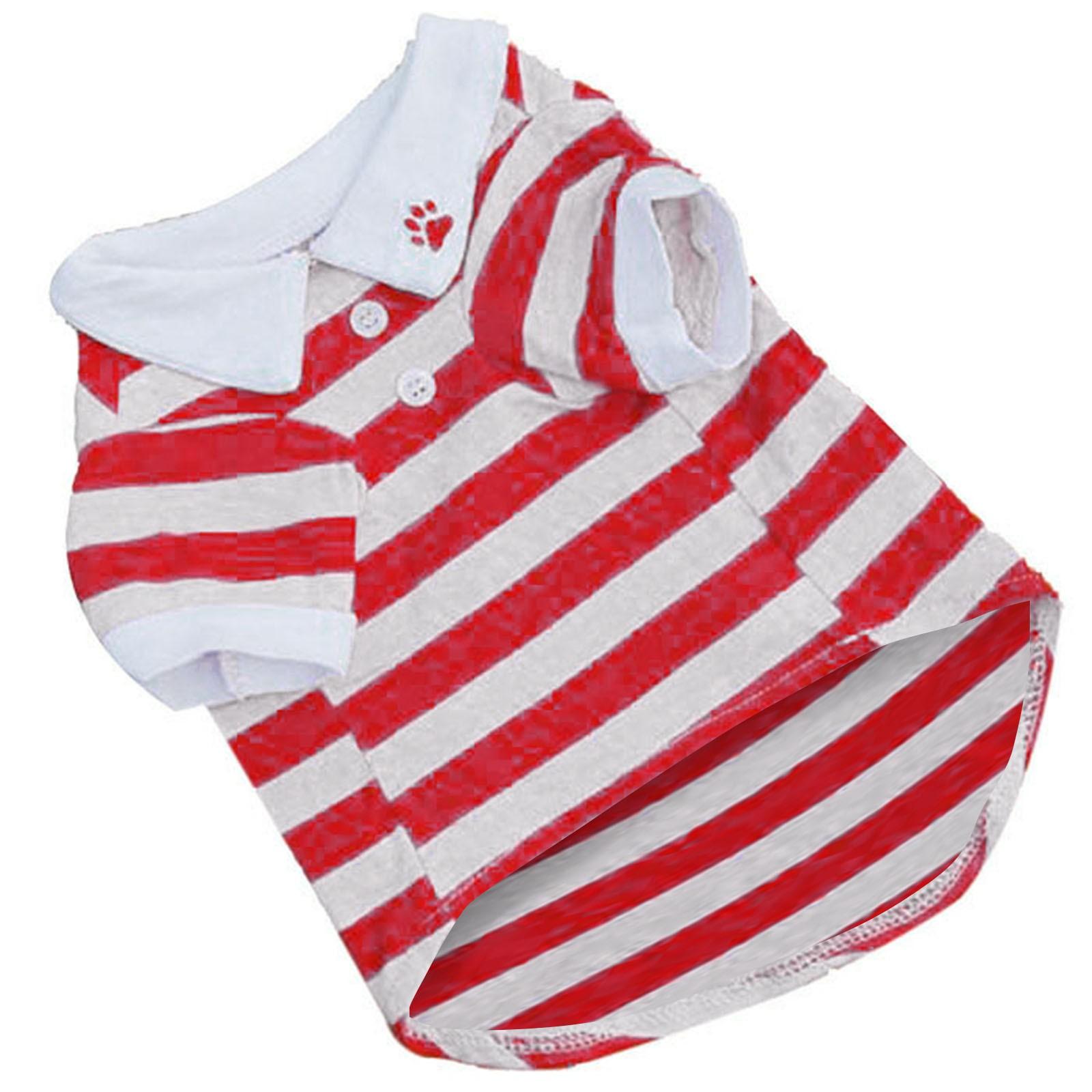

New Cute Dog Puppy T Shirt Clothes Lapel Stripe Cotton Pet Clothes Hot
