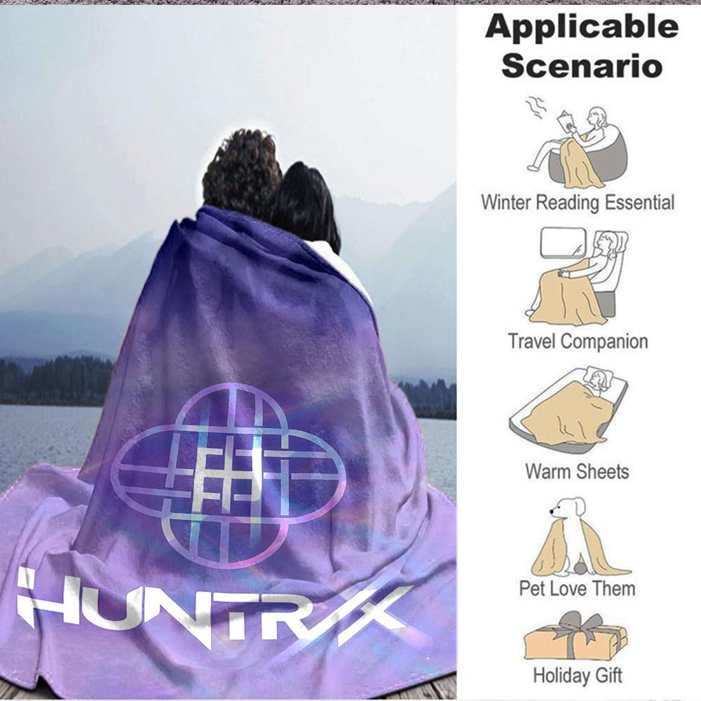 1pc Huntrix Flannel Blanket [Cozy Throw Blanket] For Sofa, Bed, Travel, Camping, Livingroom, Office, Couch, Chair, And Bed