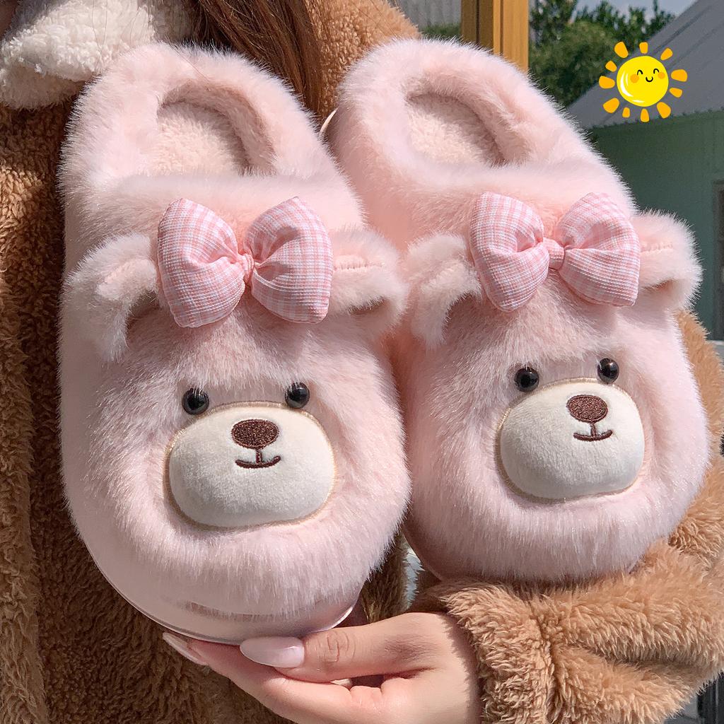 Cartoon Women Home Slippers Plush Warm Thick Bottom Slides Cute Soft Non-slip Slippers Indoor Outdoor Men Casual Slippers
