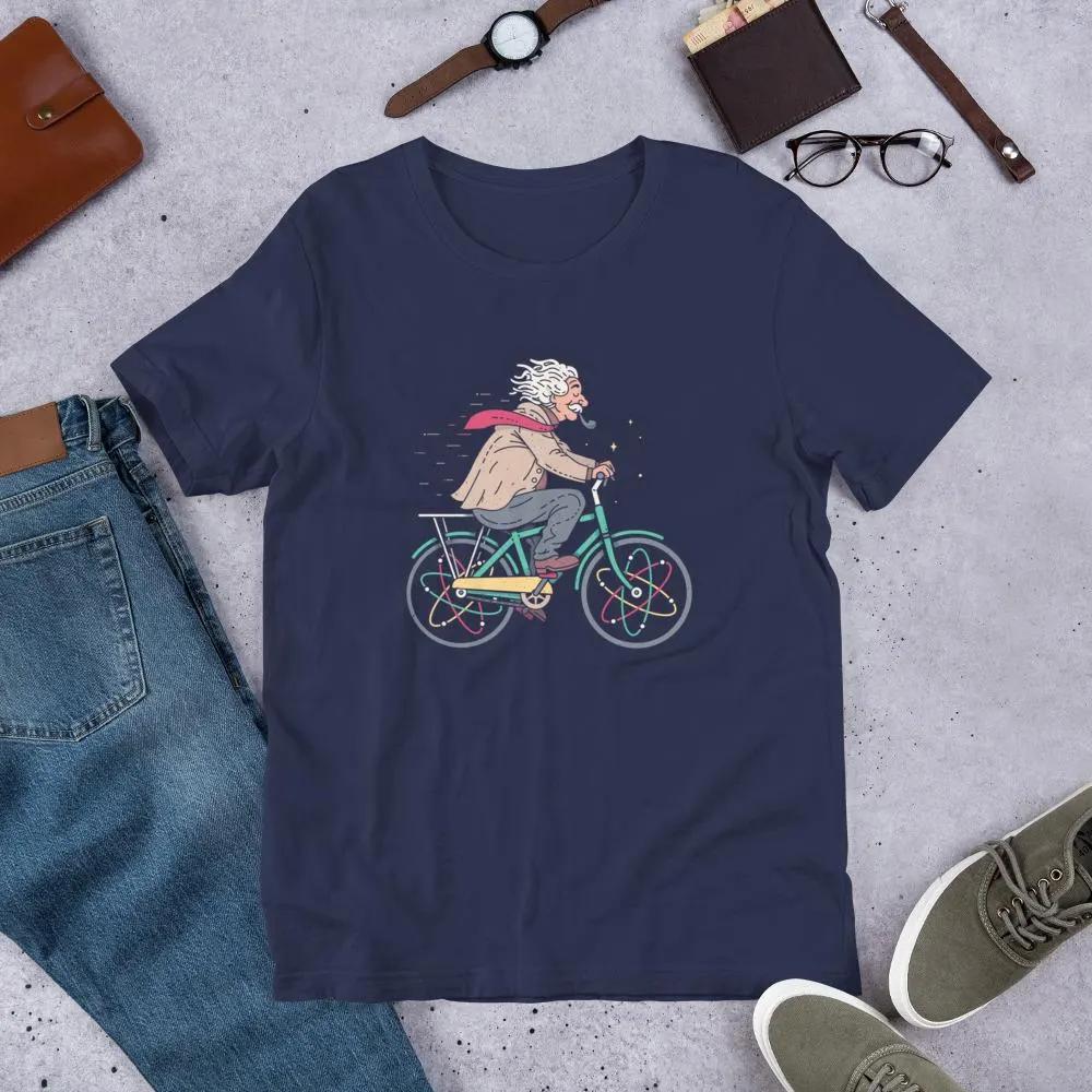 

Summer Men s Albert Einstein Bicycle Printed T-shirt Made of 100% Pure Cotton Breathable and Loose Riding Short Sleeved Shirt 4XL