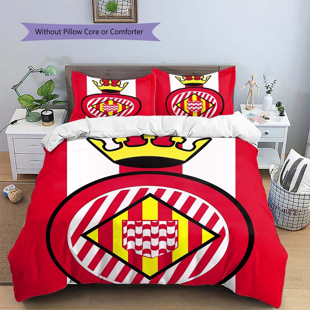 Girona FC Football Club  Pattern Bedding Quilt Set  Home Decoration  Gift (1 * duvet cover + 2 * pillowcase  without core)