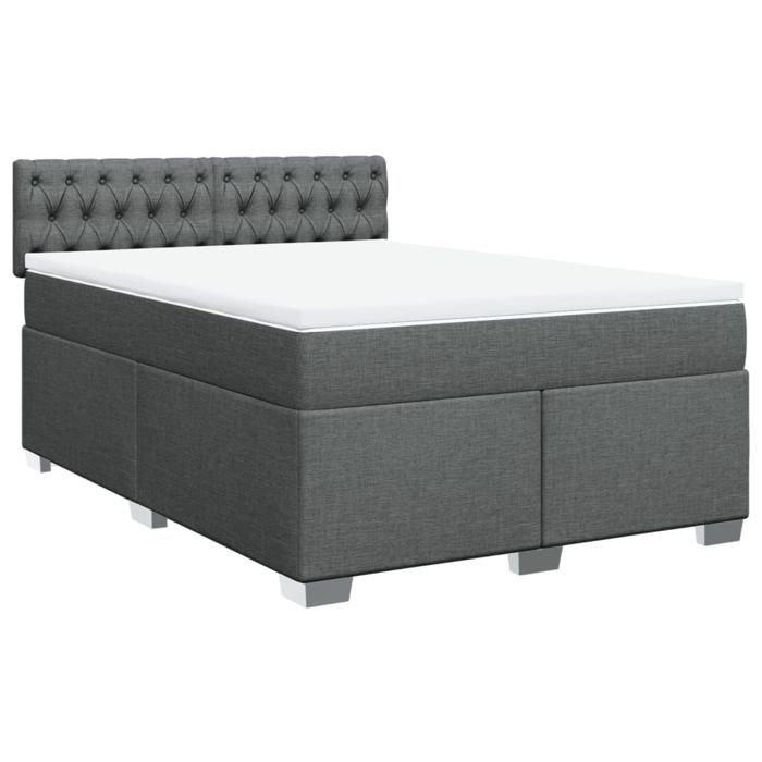 Maison Exclusive - Sommier à lattes de lit avec matelas Gris foncé 140x190cm Tissu