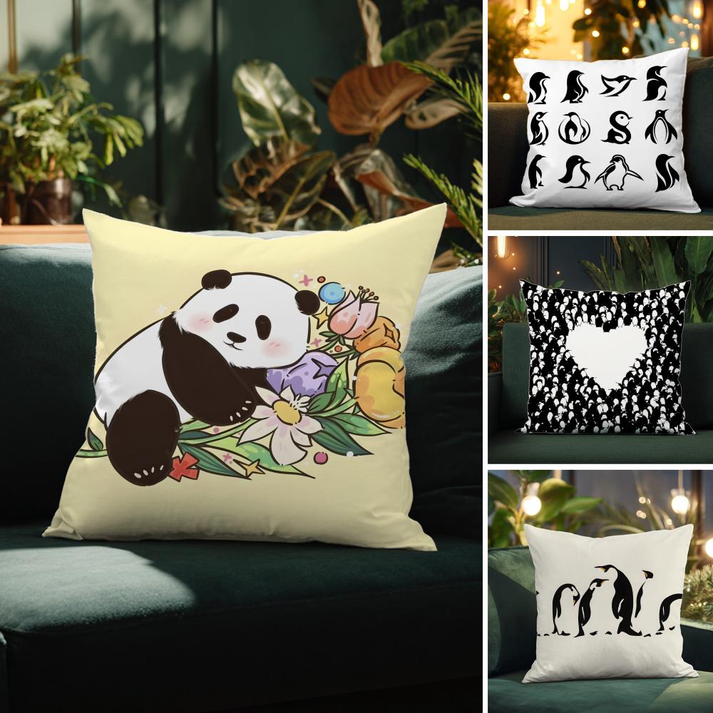 Fantasy Black and White Animal Patterns Pillow Case Comfort Sofa Bed Silky Elegant Invisible Zipper Decorative Cushion Cover