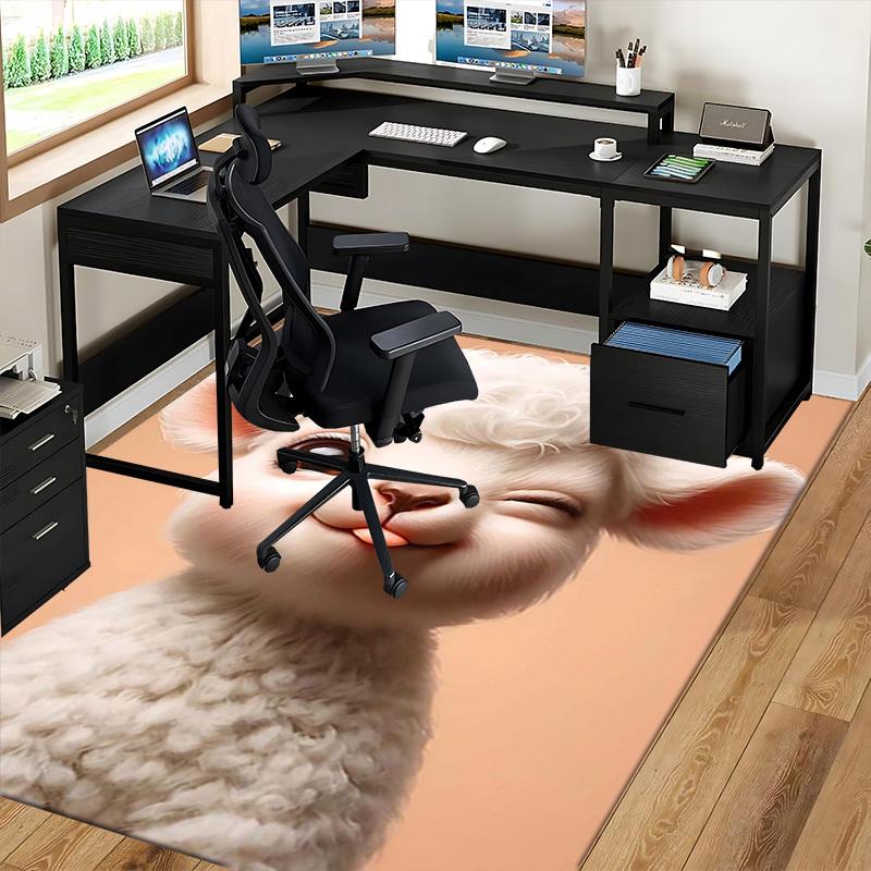 1pc Anime Alpaca Chair Mat - Cute Alpaca Design Office Rug for Desk, Anti-Slip Carpet for Home Decor, Suitable for All Seasons and Perfect as a Gift.C