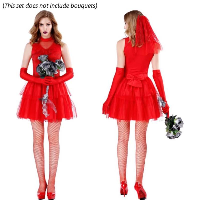 Adult Halloween Ghost Bride Costume In Red For Game Anime Cosplay