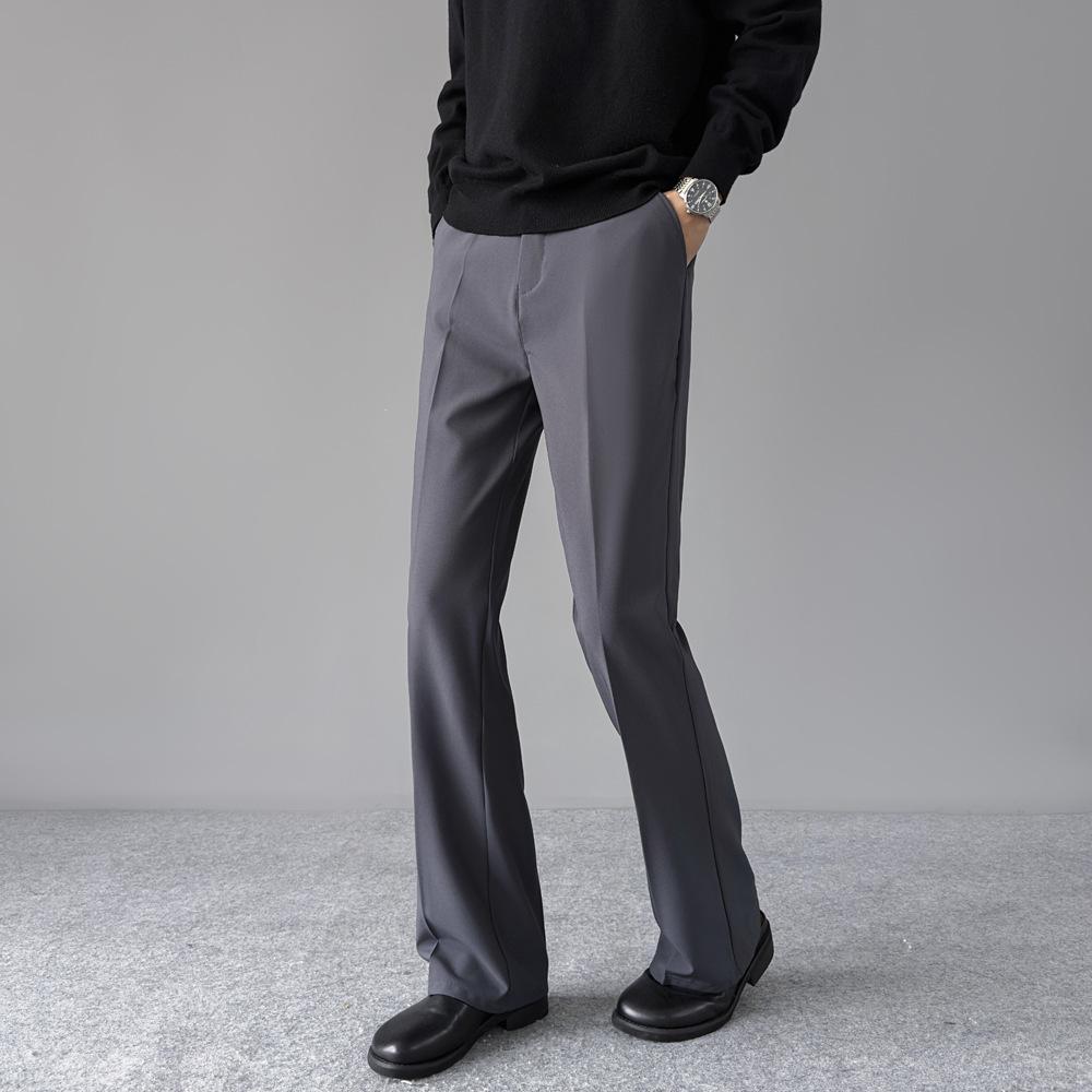 Summer New Black Straight Trousers Drape Feeling High Sense Scimitar Slightly Pull Pants Men's Casual Suit Trousers