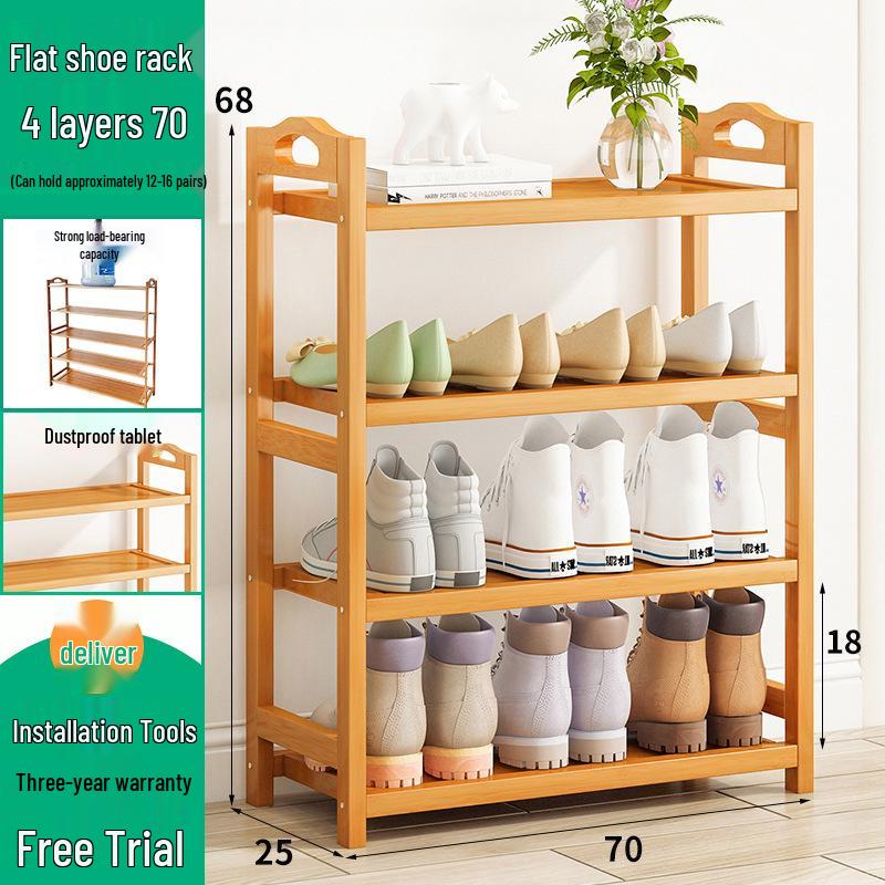 Wall-Mounted Bamboo Shoe Rack: Space-Saving, Dustproof, Multi-Layer Storage for Entryway