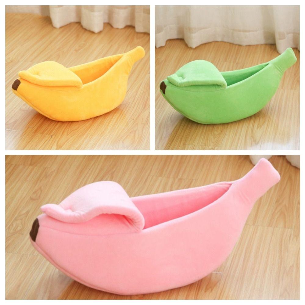 Portable Pet Sleeping Basket Durable Cozy Cat Mat Soft Banana Shape Cat Bed  For Kitten Puppy