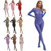 Womens Sheer Bodystocking Silky Long Sleeve Footed Bodysuit Seamless Jumpsuit