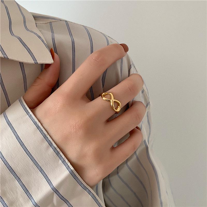 Retro 18k Gold-Plated Titanium Steel Index Ring - Japanese Korean Style Size 8 золотой