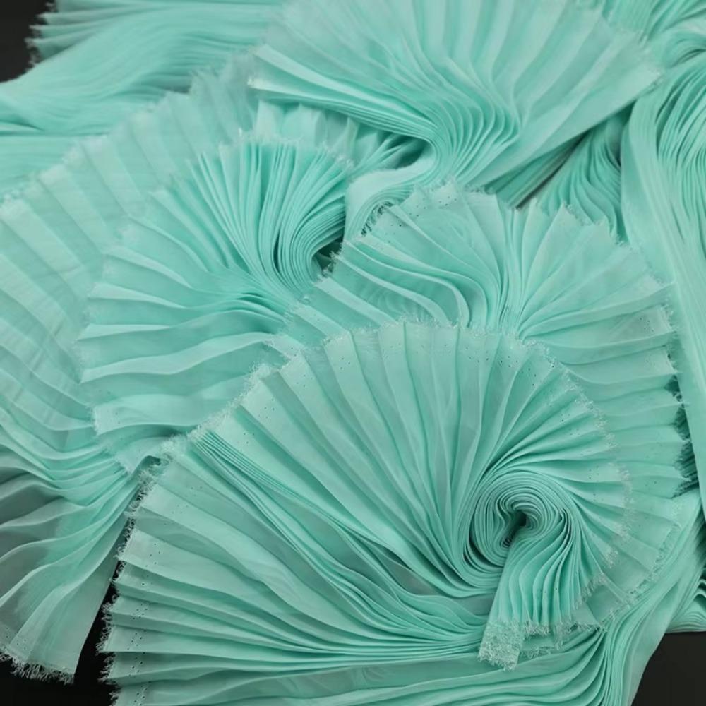 Light Chiffon Wrinkled Cloth Fabric 1 Yard DIY Material New Pleated Organza Fabric  Cloth Sewing