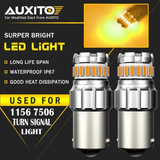 AUXITO Super Bright Amber 1156 7506 3000K LED Rear Turn Signal Light Bulbs EOA