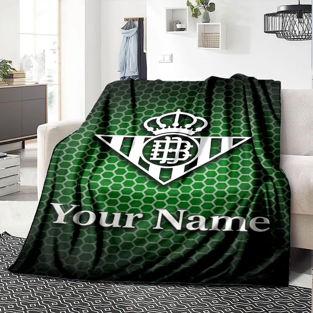 Name Custom Real Betis Stone Print Flannel Blanket High Quality Warm Comfortable Cover for All Seasons Perfect for Gifts Home Decor