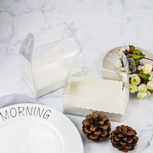 koundeneko Clear Cake Boxes, Set of 10, Dustproof and Waterproof, with Tray and Handle for Easy Transport, Perfect for Cupcakes, Bakery Supplies, Wedd