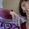 Red Heart Drop Earrings for Woman Korean Trendy Unusual Statement Earrings Party Girls Wedding Jewelry Accessories