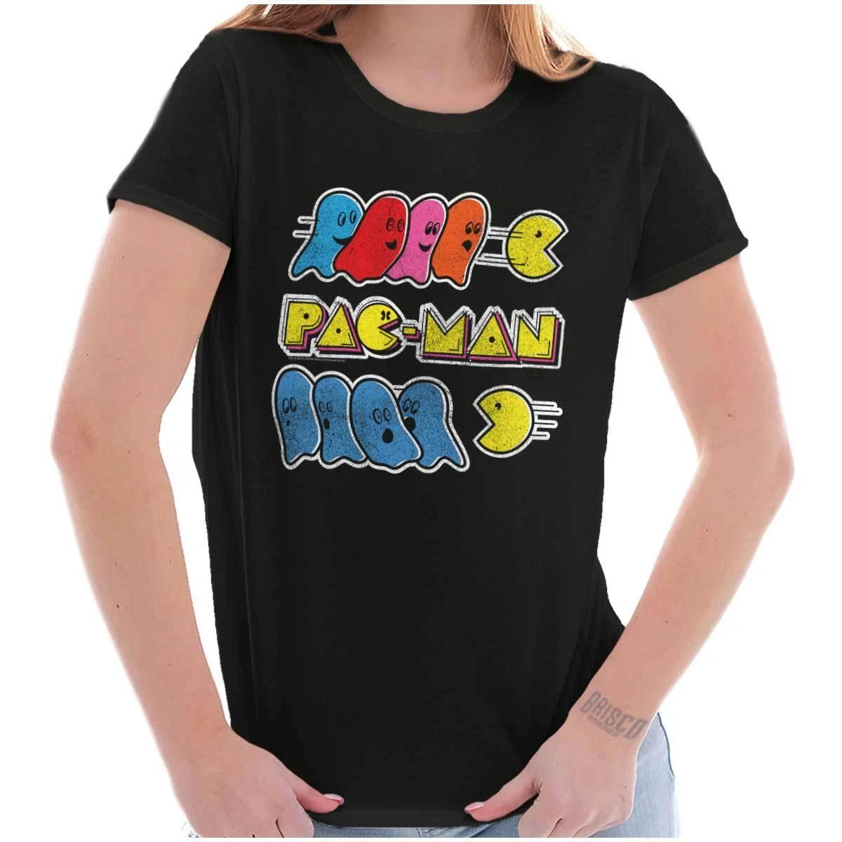 Retro PACMAN Video Arcade Game Ghost Chase Womens Top Junior Graphic Tee S