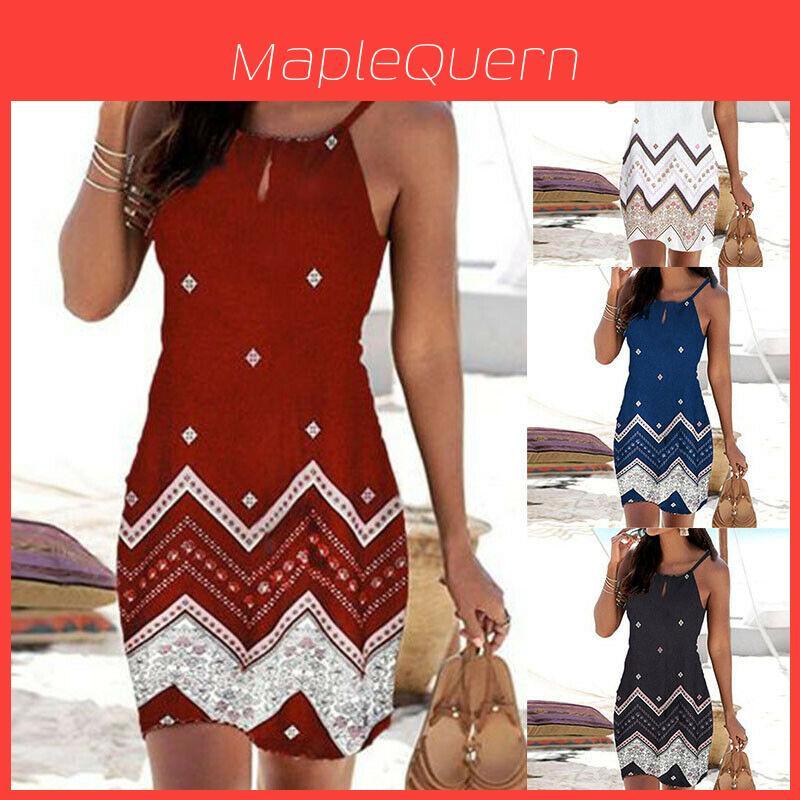 Women's Strappy Floral Print Mini Dress For Summer Stylish Beach Getaways