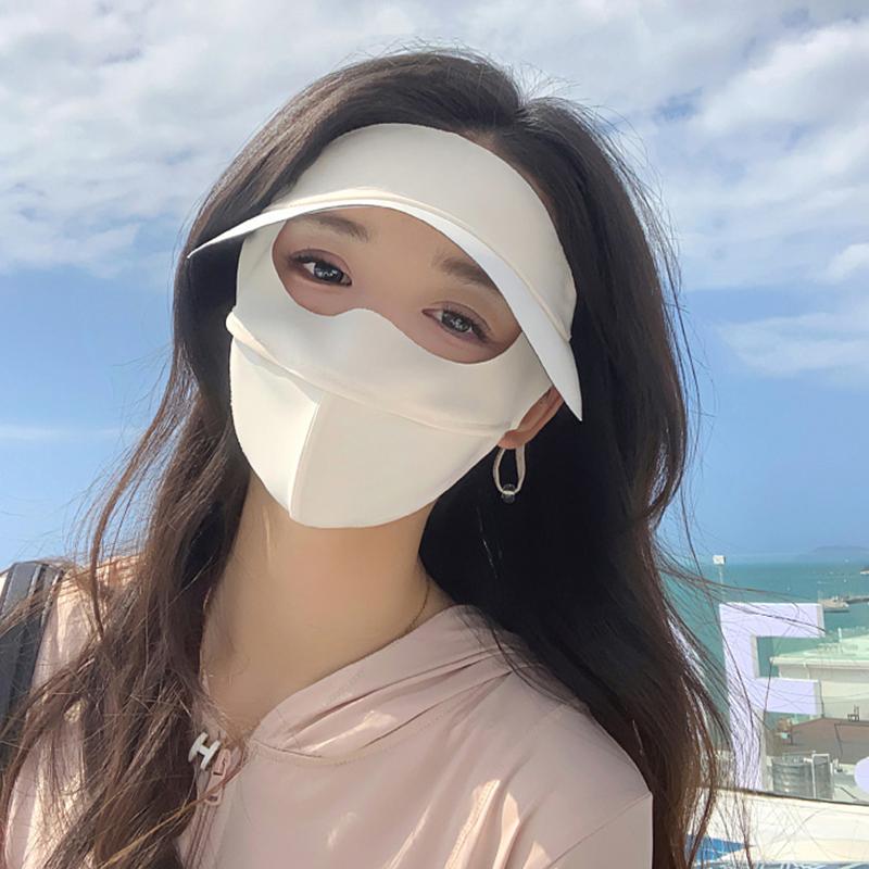 Eis Seide Sonnenschutzmaske UPF50+ Ganzgesichts-Anti-UV-Nackenschal Staubdicht 3D Atmungsaktiv Sonnenschutz Gesichtsmaske Outdoor 1 Stück